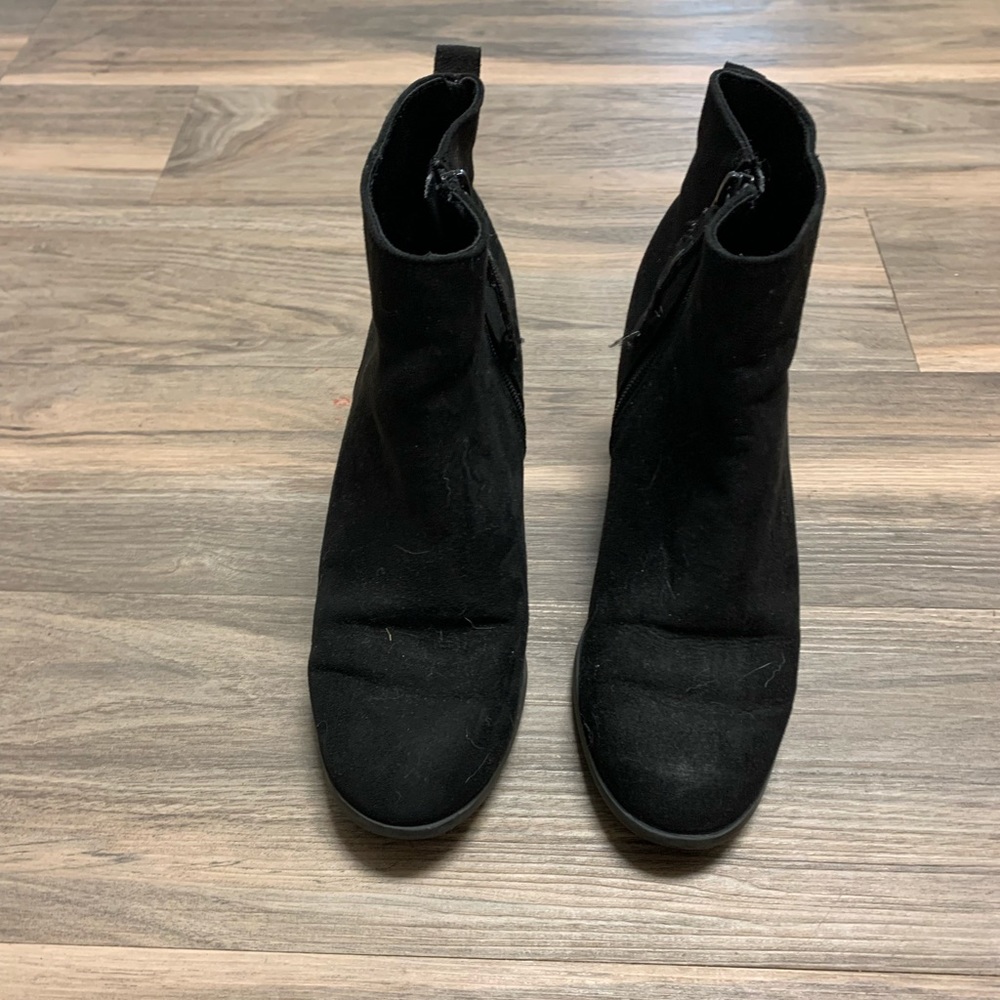 Black heeled mid ankle boots size 8